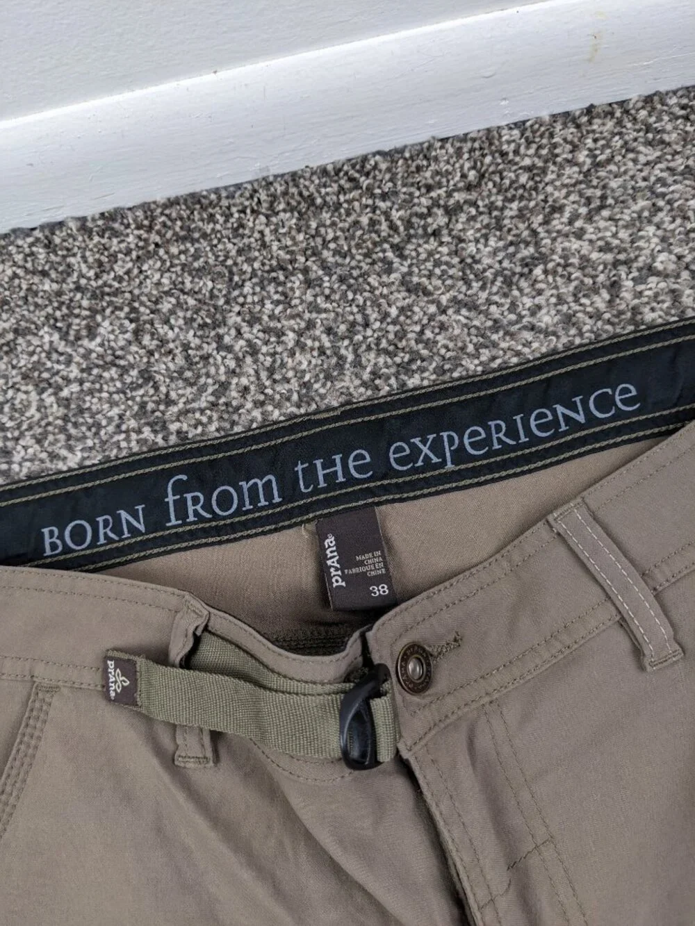 prAna Stretch Zion Shorts Men 38x12 Brown Tan Khaki Nylon Cargo Hiking M3STRE116